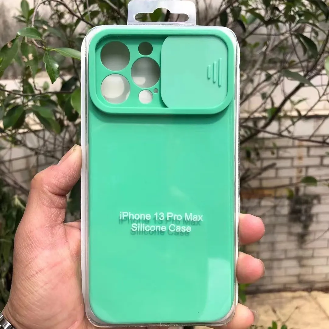 Ultima custodia per telefono con lente per finestra scorrevole per iphone 13 pro max custodia per telefono con cursore per fotocamera per custodia in silicone per iphone apple con logo