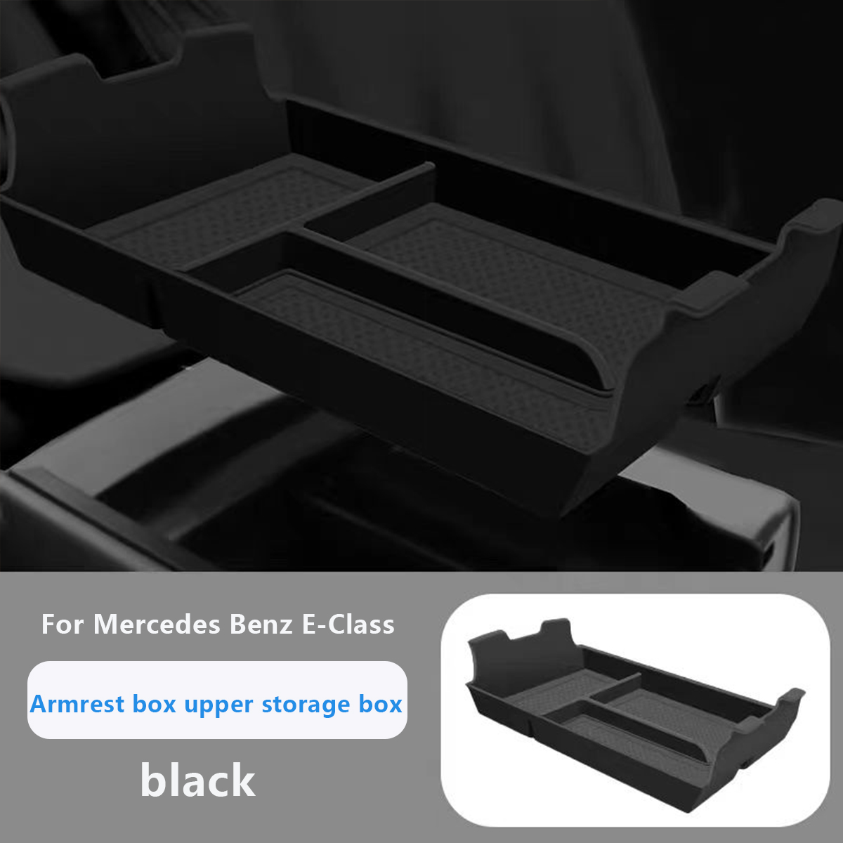 Boîte de rangement centrale supérieure noire pour Mercedes Benz Classe E