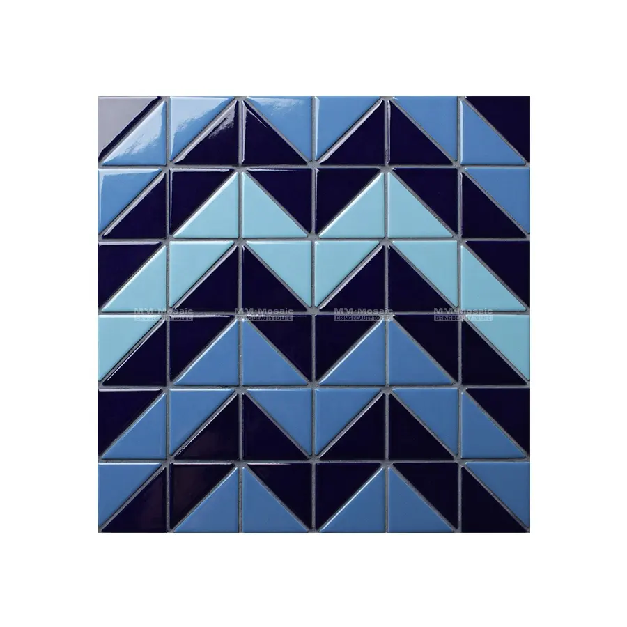 Azulejos de mosaico para piscina, porcelana artística em forma de triângulo, azul e vitrificada, projetos de hotel, arquiteto e designer, em oferta