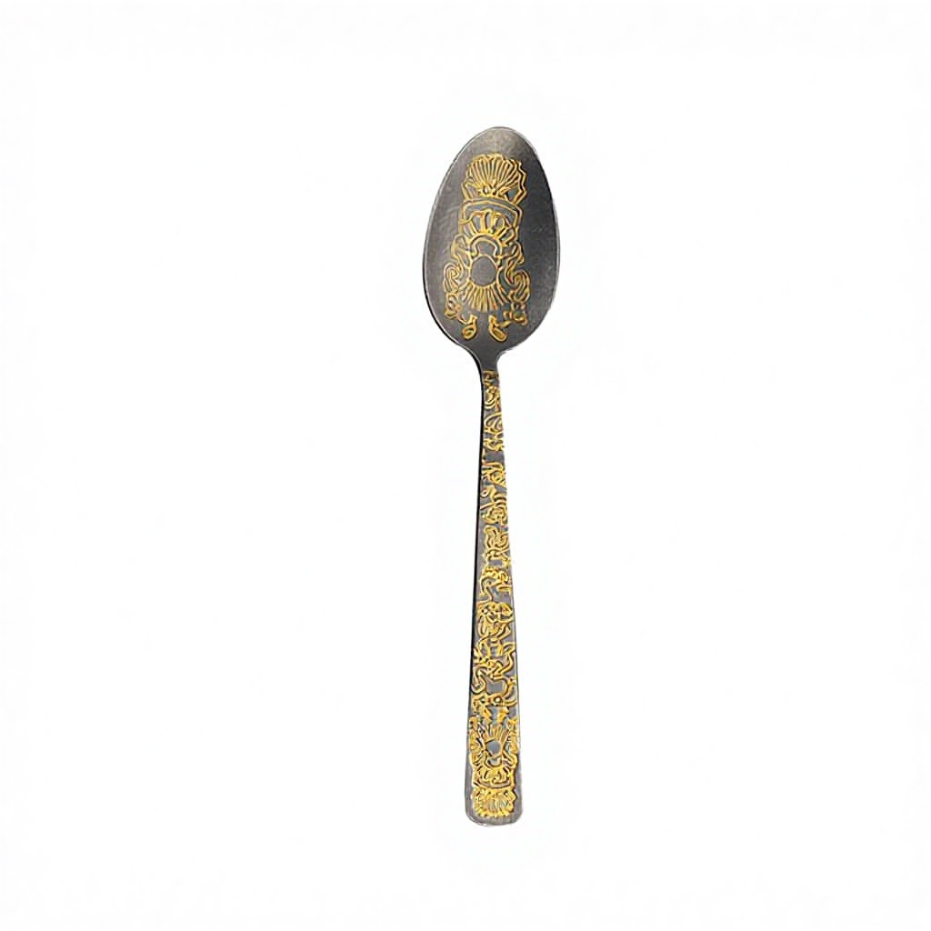 Gold-painted dining spoon