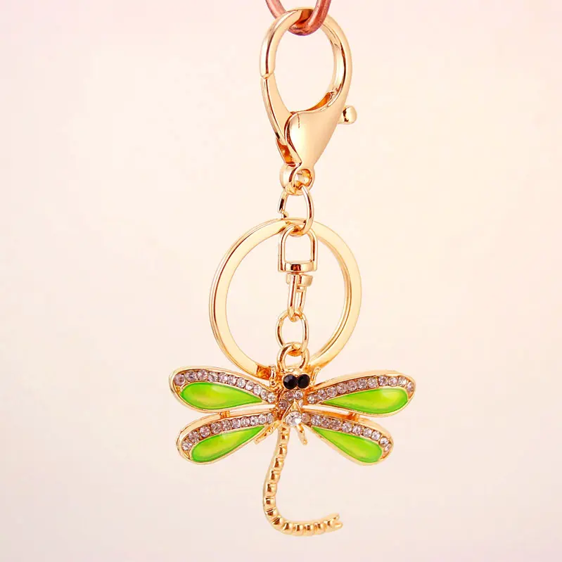 Carton Metal Rhinestone Gato Pedra Animal Cristal Jóias Dragonfly Pingente Chaveiro Chaveiro Para Ornamento Decoração Saco