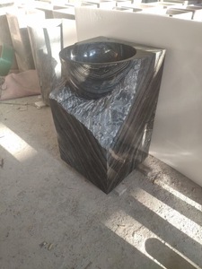 白色意大利大理石石材浴室基座水槽，带顶部