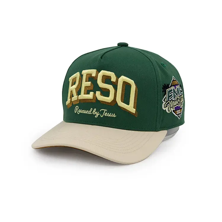 Logotipo bordado personalizado en blanco de 5 paneles lisos para hombres gorras de béisbol personalizadas