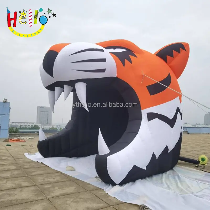 Túnel temático de animales de bosque inflable personalizado, túnel de tigre inflable gigante, túnel de mascota inflable