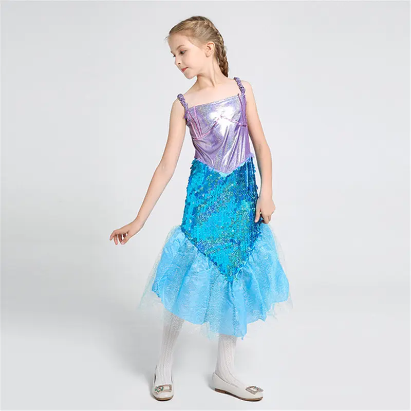 Vestito estivo da ragazza costumi Cosplay a sirena per bambini vestito da principessa per feste di carnevale 4-10 anni abiti da ragazza di fiori