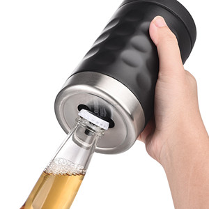Xách tay thép không gỉ lùn mập bia mát mở chai cách nhiệt 4 1 Có thể mát phù hợp với 375ml chai lon - Product Image 5