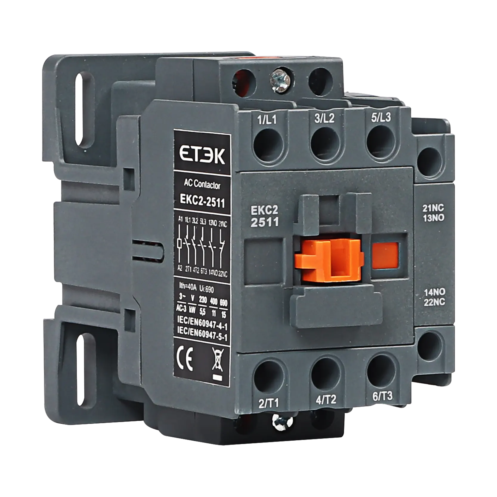 ETEK Contactor चुंबकीय 7.5KW 3 पोल EKC2-2511 श्रृंखला AC3 प्रकार कम वोल्टेज एसी contactor