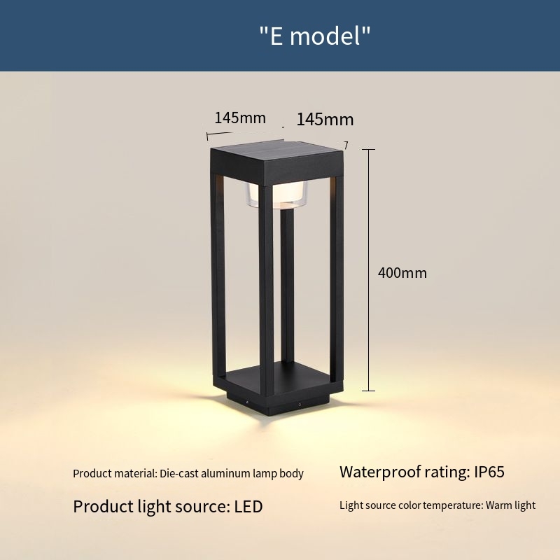 Lampe solaire de pelouse modèle E noire