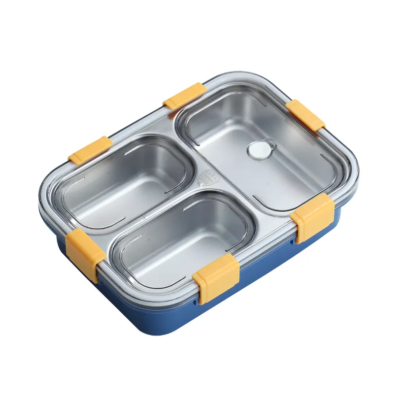 Good selling leak proof tiffin 3 compartment plastic 304 stainless steel thermos lunch box food container