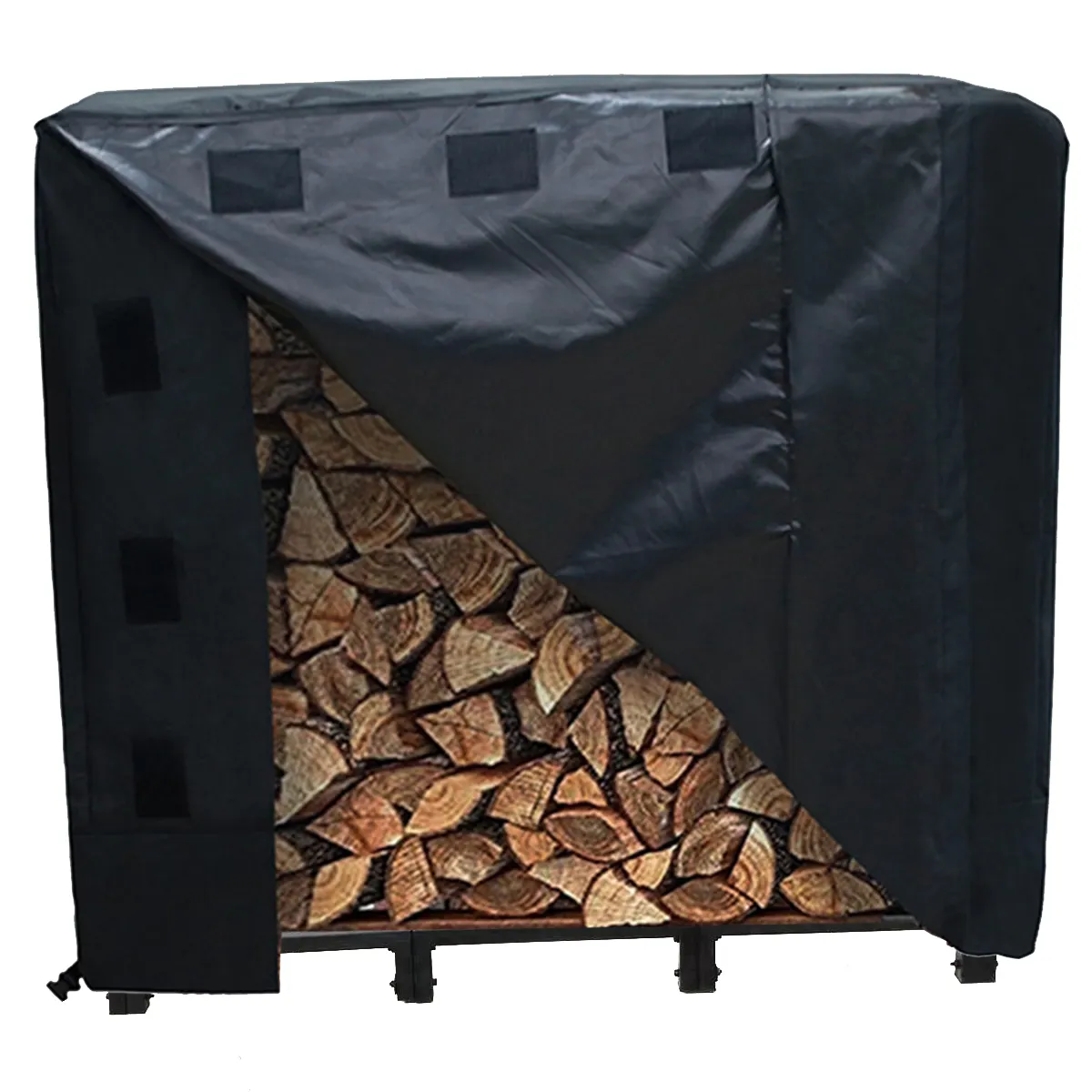 Soporte de almacenamiento de leña para fuego, estante de leña resistente para exteriores, soporte de troncos de 4 pies para chimenea al aire libre con cubierta