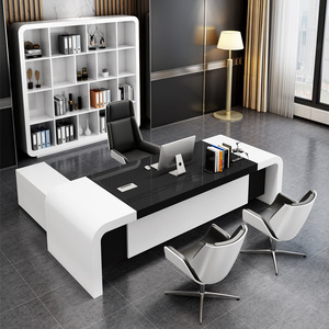 Juego de muebles ejecutivos de alta calidad Silla y escritorio Moderno en forma de L Boss Escritorio de computadora Secretaria Mesa de oficina - Product Image 3