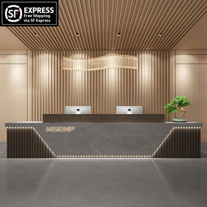 Cao cấp tùy chỉnh hiện đại Gỗ bàn tiếp tân cho khách sạn thẩm mỹ viện Thanh Homestay quầy lễ tân mới Trung Quốc dịch vụ lễ kỷ niệm - Product Image 3