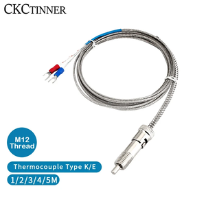 M12 K Eタイプバックルシールドワイヤー熱電対温度センサー温度コントローラー用1/2/3/4/5M 0-600 ℃ 取り外し可能なネジ - Product Image 1