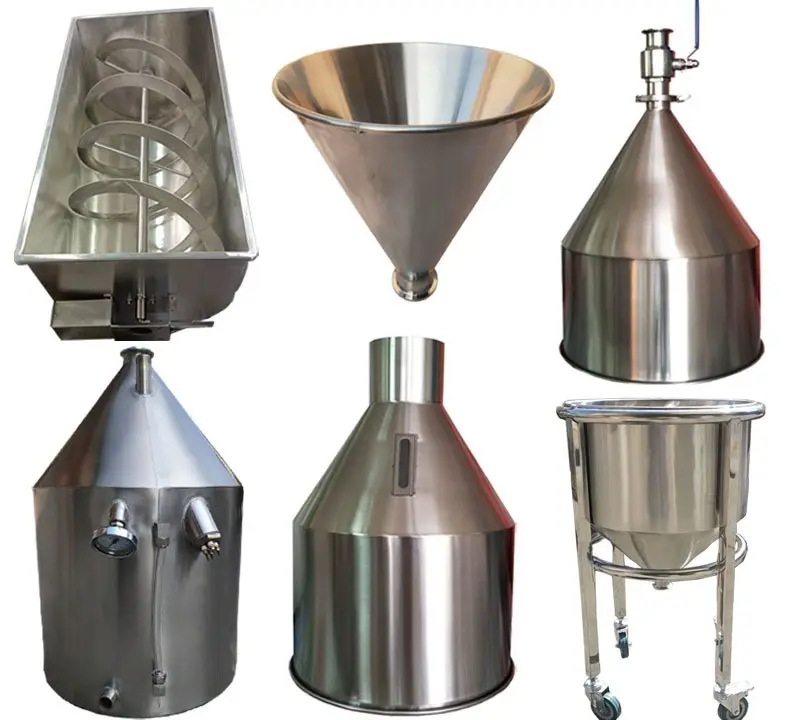 304 stainless steel conical hopper Injection molding machine storage bucket paste liquid cylinder food machinery hopper