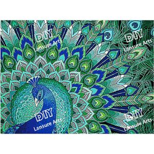 LS天鹅绒帆布5D diy钻石画包孔雀全钻钻石马赛克刺绣画圆点钻石家居装饰 - Product Image 1