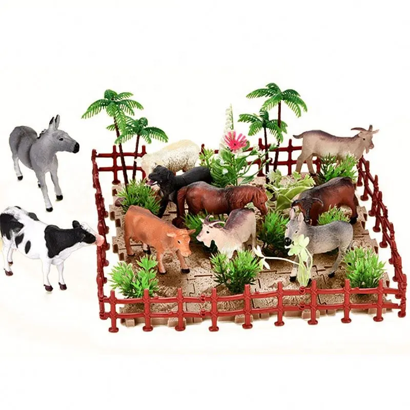 Juego de simulación familiar para niños, conjunto de animales de granja de plástico suave de alta reducción