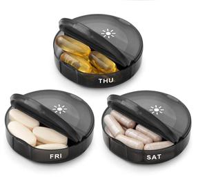Pill Box <strong>2</strong> <strong>Times</strong> a Day Weekly Pill Organizer AM PM with <strong>7</strong> Daily Pocket Case Black Storage Box Easy Open Plastic Capsule Pill Box - Product Image 3
