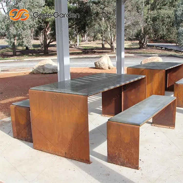 Chaises en métal en acier corten de patio extérieur de camping chaises de salle à manger modernes chaises d'extérieur pour le jardin