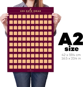 100 Dates Scratch Off Poster <strong>Perfect</strong> Couple Gift with Fun Date Ideas 6.5&quot; X 23.4&quot; Lovely Engagement or Valentines <strong>Day</strong> Gift