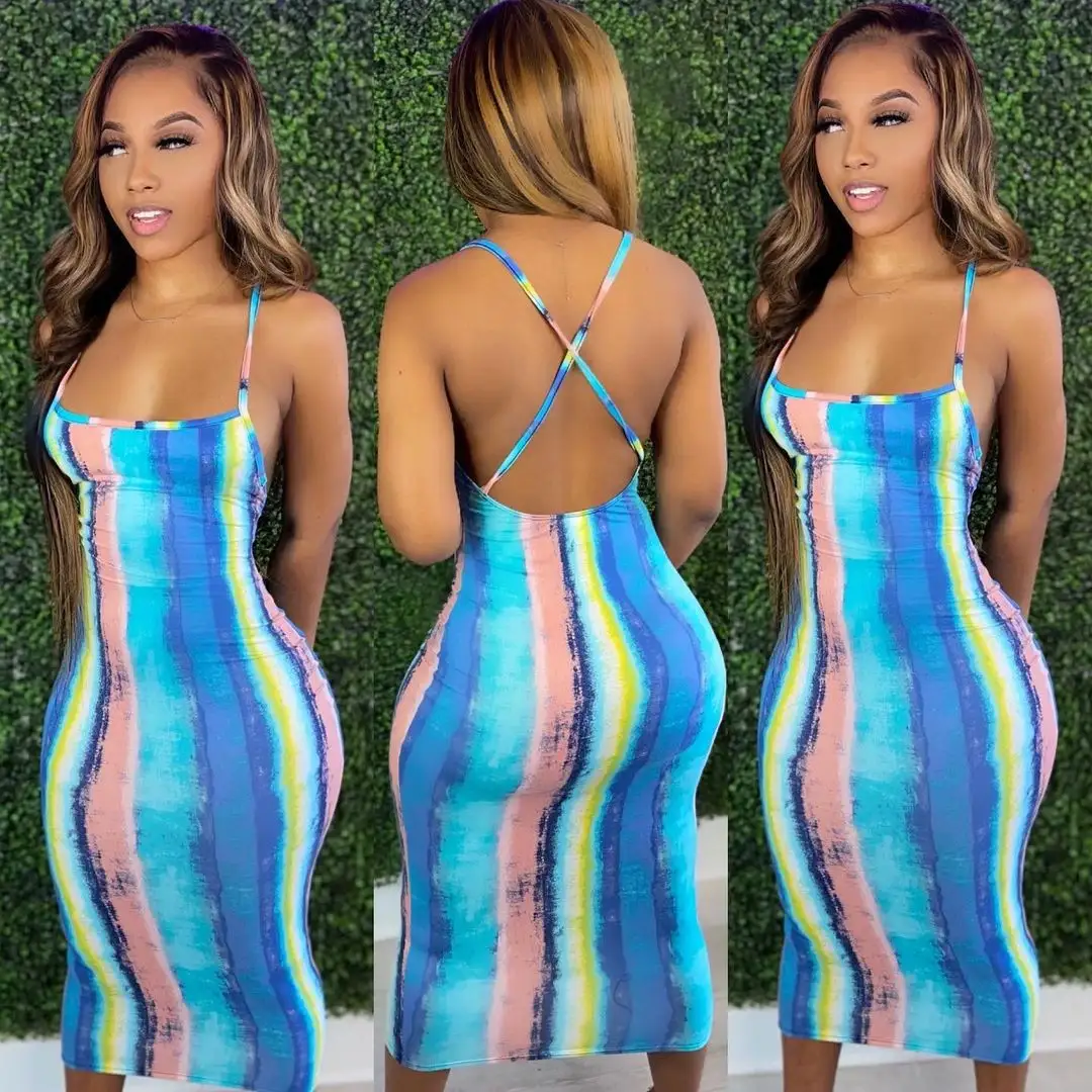 OLAF Bodycon Tube Tie Dye vestido de verano vestidos de sol 2021 mujeres coloridas Vestido largo de verano Floral ropa de mujer