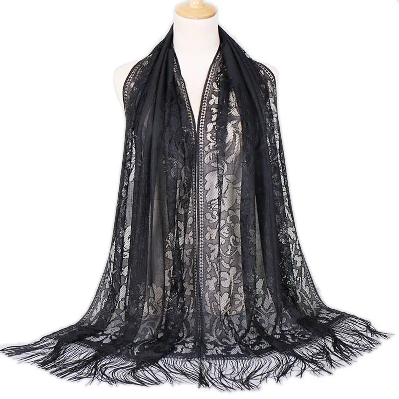 2023 New Nylon 170*65CM Hollowed Out Breathable Tassel Scarf Women Versatile And Fashion Long Scarf Shawl