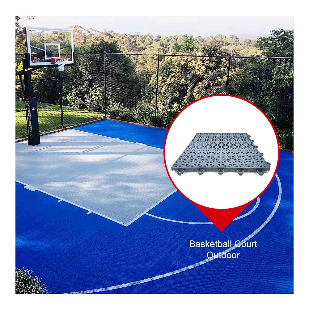 20x25 pieds demi-terrain de basket extérieur de plancher de terrain de jeu pour arrière-cour élastique terrain de basket carrelage