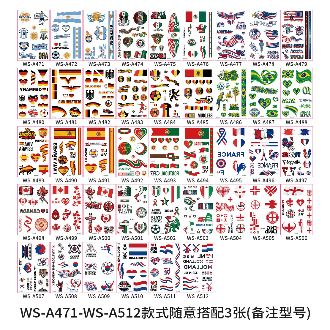 Ws-a471-512 estilo 3 piezas/juego