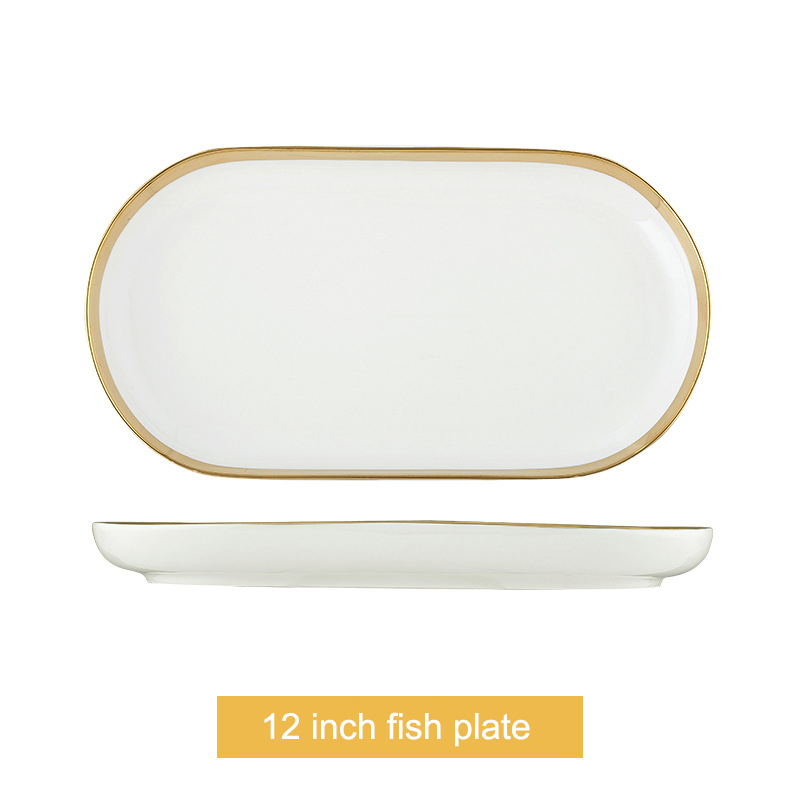 assiette à poisson blanche de 12 pouces