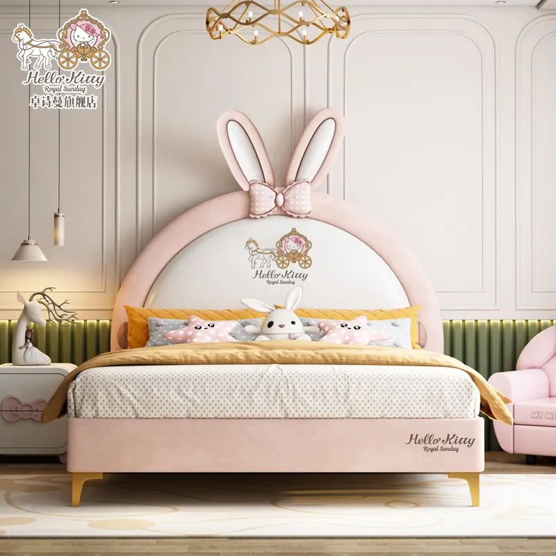 Hello Kitty bed Queen Bett Muebles de dormitorio hogar matrimonial cama king size marco de cama de lujo up-holstered camas infantiles para niñas