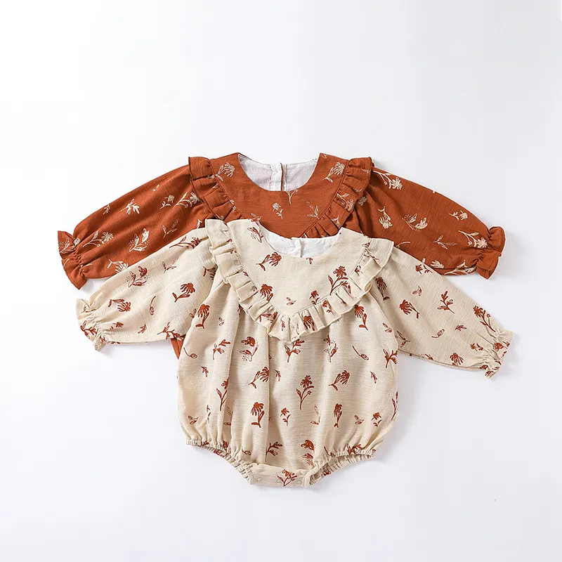 2024 Roupas de bebê Boutique Ruffles Smocked Sweet Toddlers Baby Girl Rompers Design Pessoal Macacão De Bebê