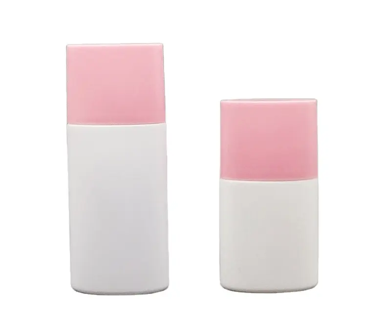 Custom PE 30ml 50ml Oval Sunscreen Bottle Foundation Bb Cream Packaging Pink
