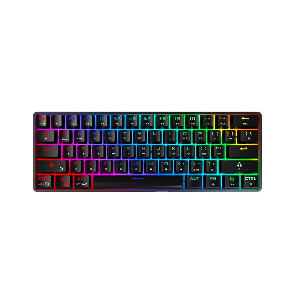 Ousaid 60% Tùy Chỉnh Gamer USB 61 Phím RGB Bàn Phím Chơi Game Bàn Phím Cơ Khí Ba Chế Độ Bàn Phím