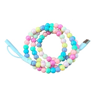 Shinning Electroplating Colorful Beads Data Charger 1M <strong>2</strong> <strong>in</strong> <strong>1</strong> Plated Beaded Fast Charging Cable - Product Image 4