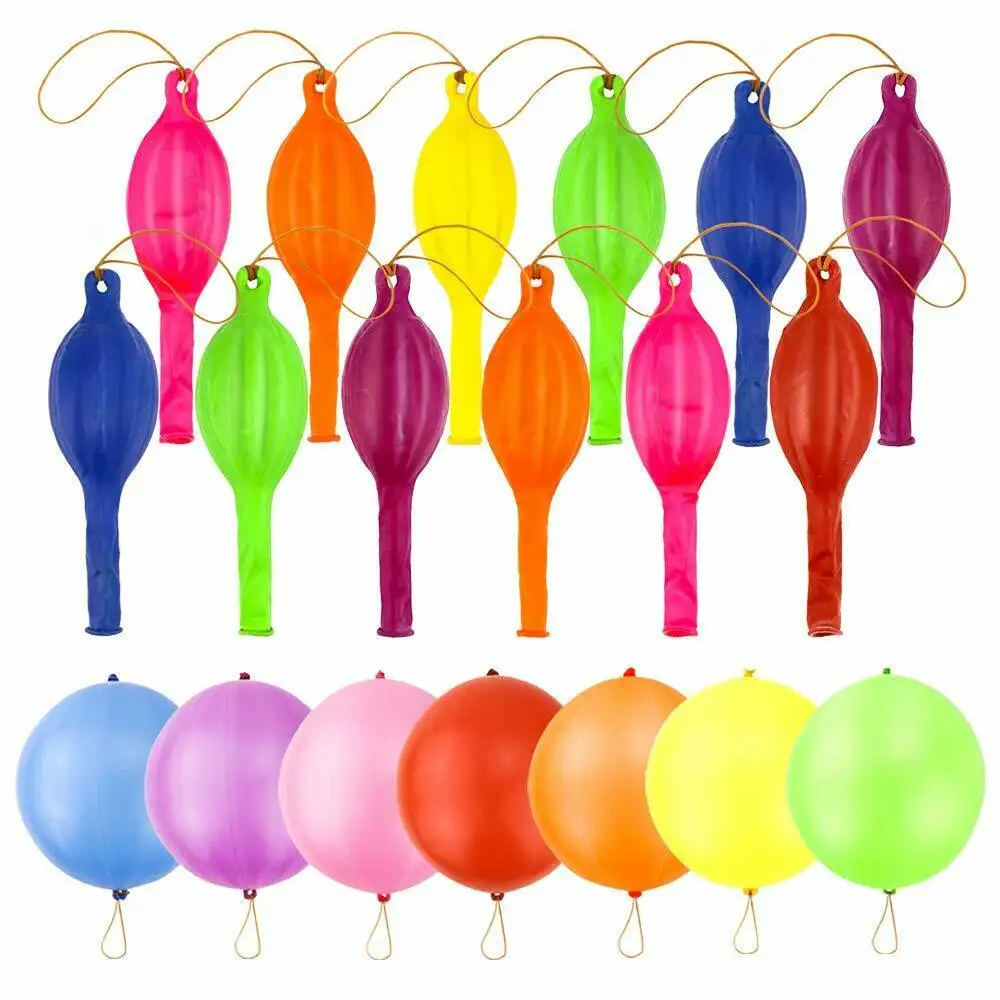 DJTSN Punch Balloons Fun Punching Balls with Rubber Band Handle Colorful Interesting Punching Balloons New 2021 Neon 18" Latex