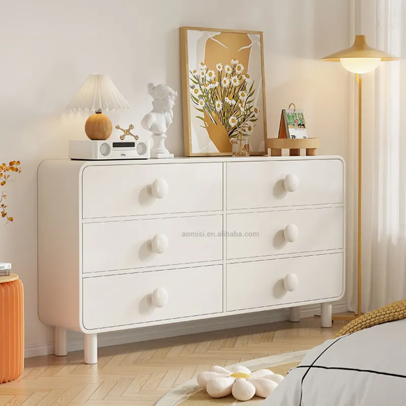 Luxo Moderno Quarto Nightstand Cabinet Nordic Reciclado pinho Design Personalizado Armazenamento Mesa de Cabeceira peito Com 6 Gavetas