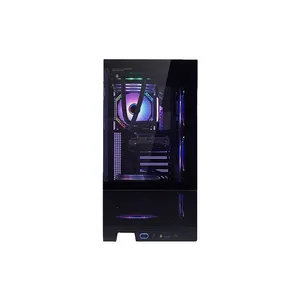 カスタムRGBカラーファンデスクトップゲームMINI-ITX USB3.0 ATX PCケースMATXシャーシミッドタワー強化ガラスコンピュータケースUSB3.0 HDD - Product Image 1