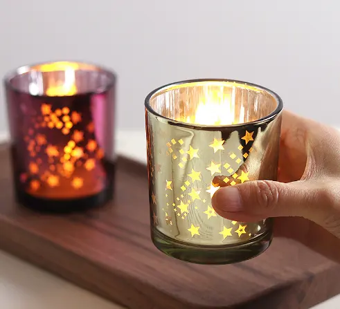 2oz Home Decor Electroplating process glass candle jar glass candle holder
