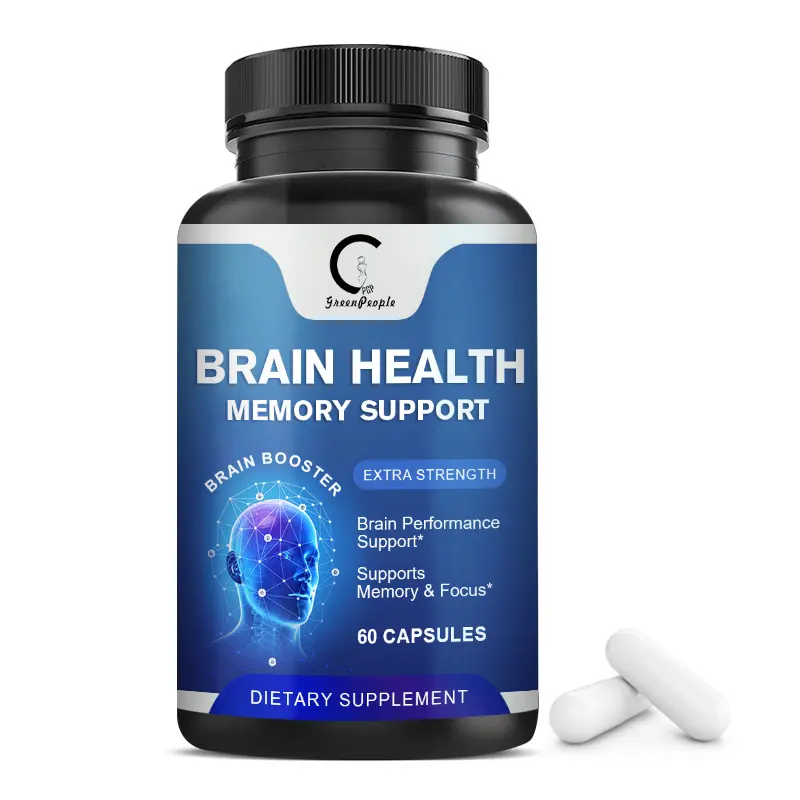 Oem 60 pcs sức khỏe não và bộ nhớ hỗ trợ viên nang não tăng cường chế độ ăn uống bổ sung