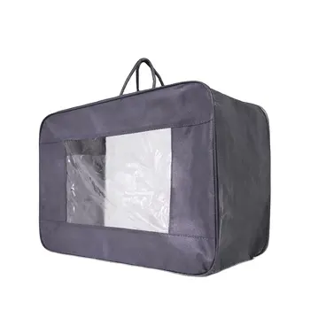 Edredón plegable personalizado para el hogar, bolsa de almacenamiento de algodón, mantas, ropa, bolsa de edredón grande no tejida con ventana de PVC