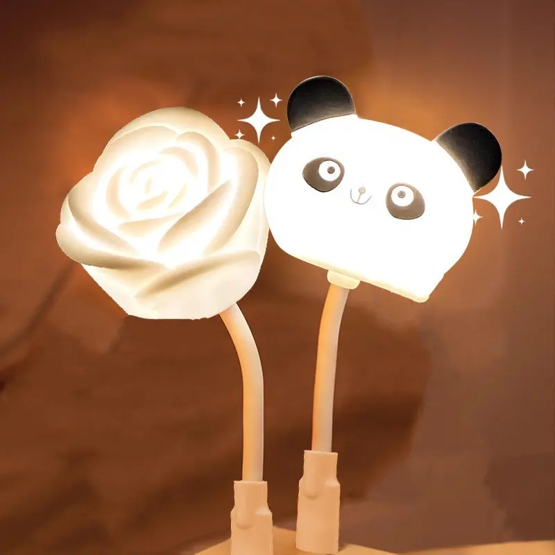 Venta al por mayor USB en forma de corazón LED luz de noche lindo oso conejo Panda luz de noche para dormitorio de niños