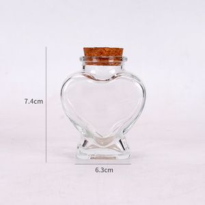 50ml 75ml Small Heart <strong>Shaped</strong> Jar Transparent Glass Storage Jar Bottle Container <strong>with</strong> Cork Stopper Fill <strong>with</strong> Jelly Balls <strong>String</strong> - Product Image 4