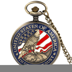 アメリカ懐中時計男性クラシック大統領トーチイーグルリバティデザイン懐中時計女性ヴィンテージクォーツアラビア数字ダイヤル時計 - Product Image 1