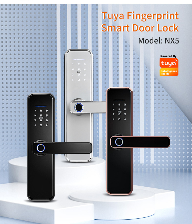 Waterproof Keyless Biometric Security Electric Finger print Key Card Password Wifi Tuya Smart Lock