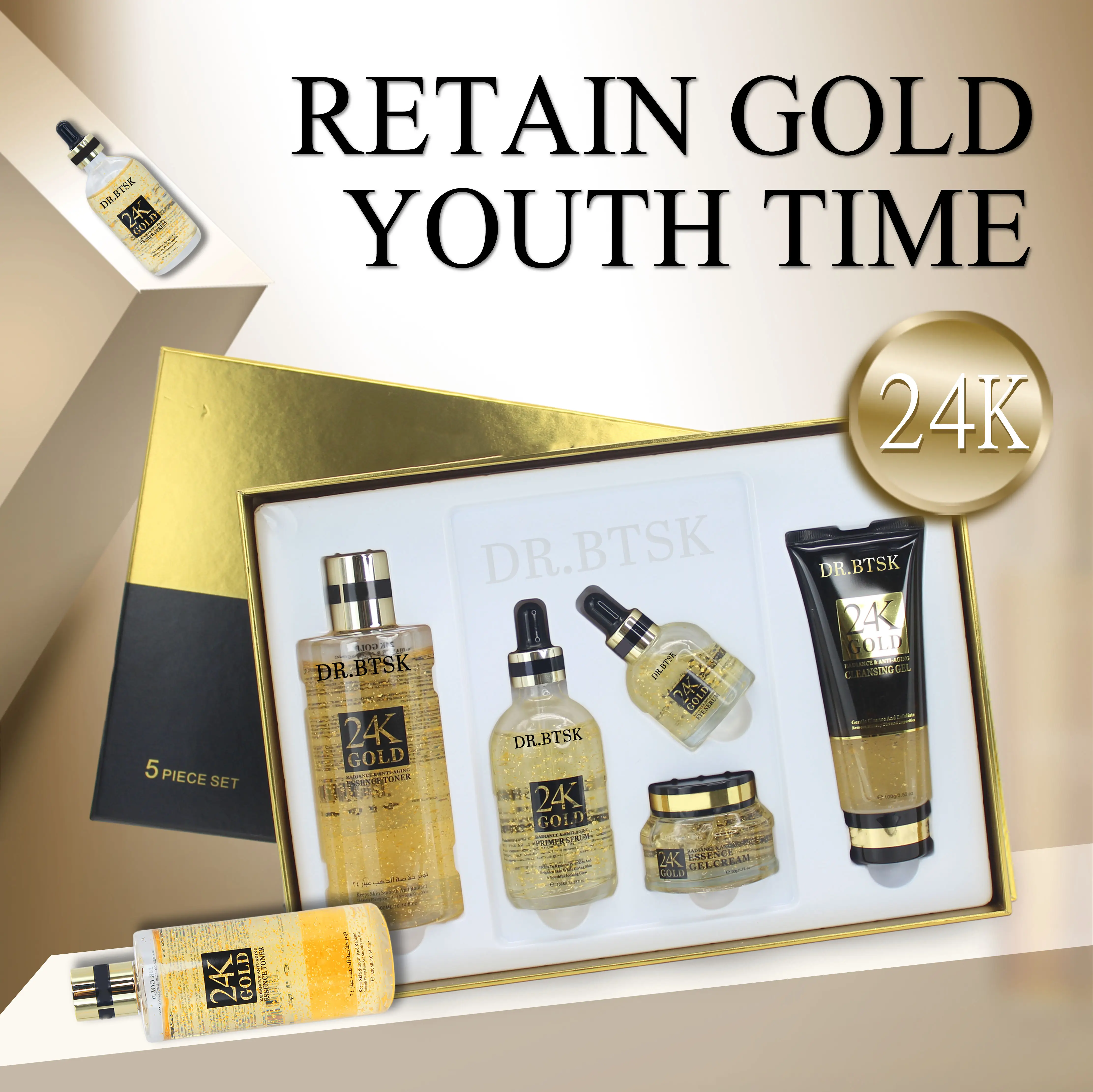 Bens em estoque 24K Gold Rejuvenating Set Skin Care Whitening Creme Melhor Anti Aging Creme Soro