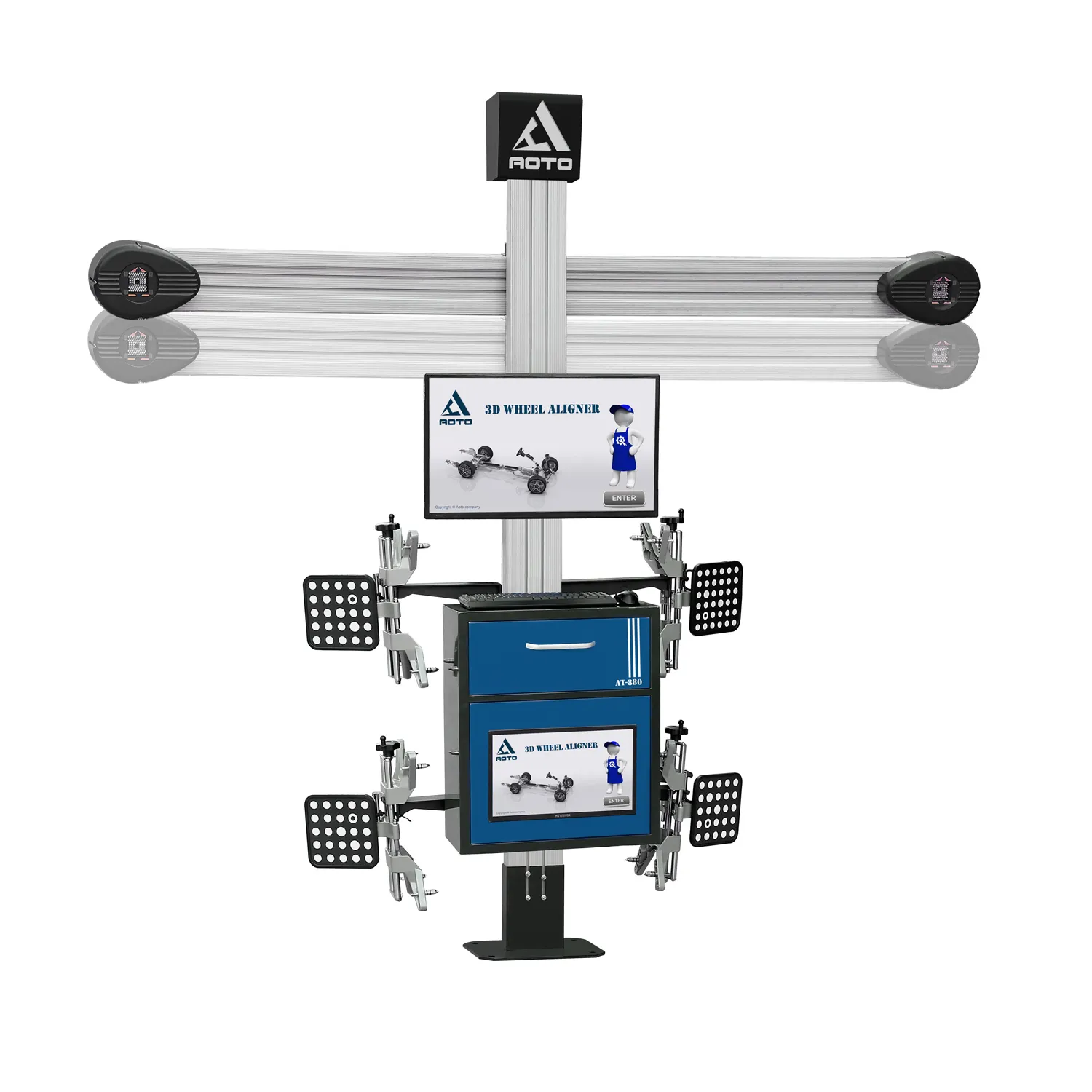 Aggiornamento gratuito sollevamento della colonna localizzatore automatico di ruote 3d assetto delle ruote veicolo di allineamento automatico AT-880