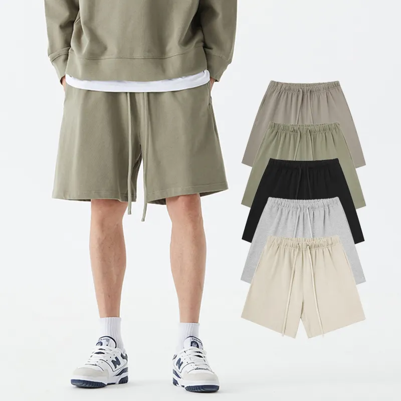Drop Shipping klasik tasarım erkek özel LOGO ter ile 380G pamuk şort kısa pantolon kısa Joggers