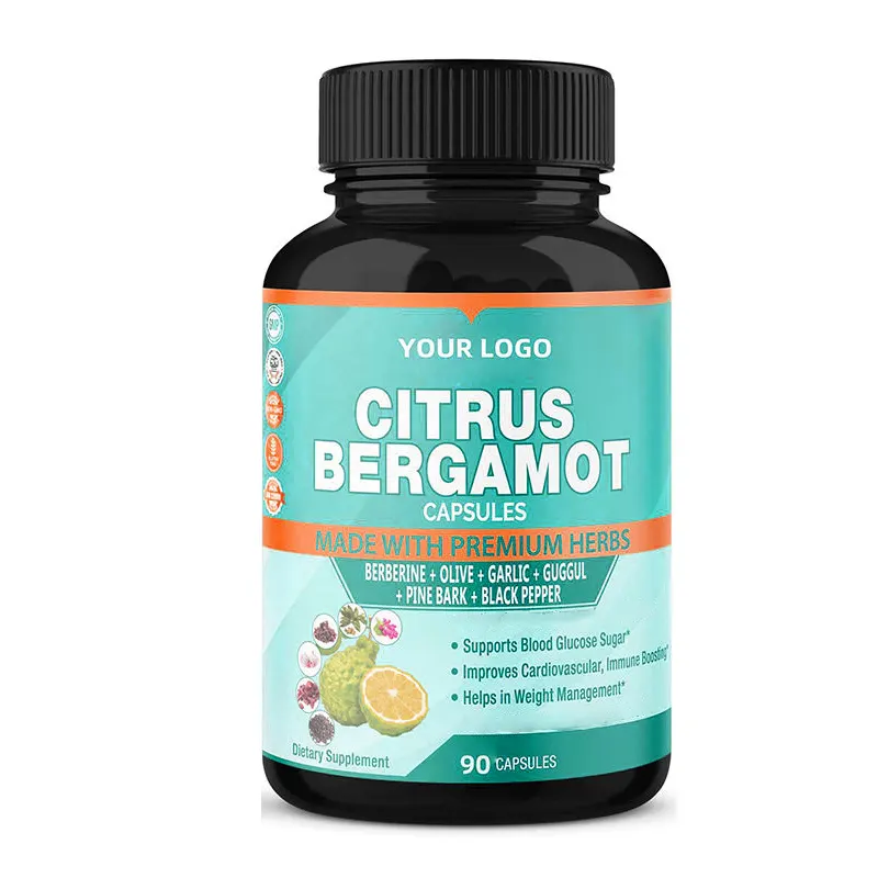 Healthcare Supplement Cápsula Orgânica de Bergamota Citrus Suporta Saúde Cardiovascular Vegan cápsulas