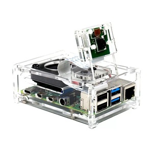 Carcasa acrílica transparente Ras Pberry PI 4 4B con ventilador de refrigeración se puede instalar cámara fija con pantalla de 3,5 pulgadas