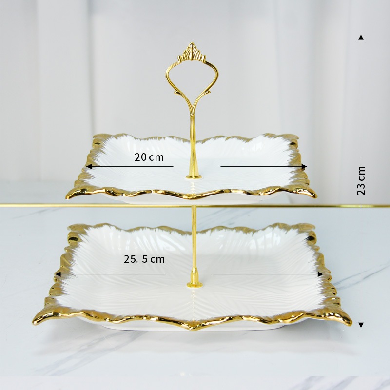 Assiette à collation carrée à 2 étages