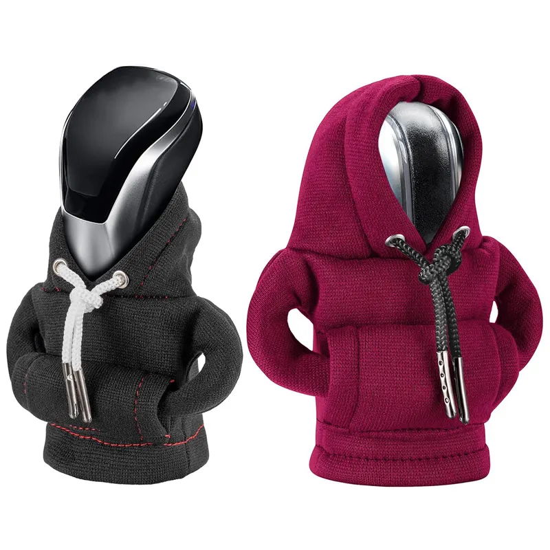 Interior automotriz Universal Gear Shift Knob Cover Creatividad de moda Mini sudadera Car Gear Hoodie Cover